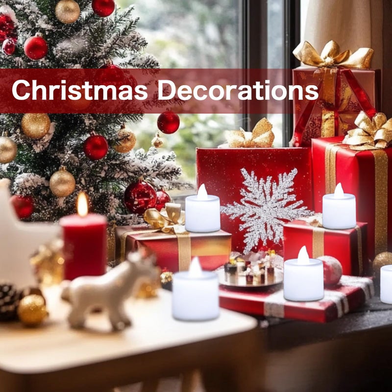 LANKER 24 Pack Flameless Led Tea Lights Candles, Steady Cool White Battery Operated Electronic Fake Candles, Decorations for Christmas, Halloween and Festival Celebration (White) - Image 3